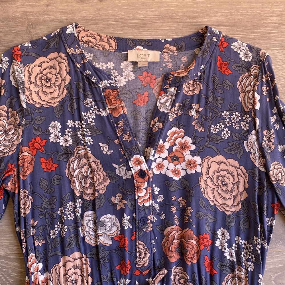 Loft Dress Blue Floral Pattern S - Picture 5 of 13